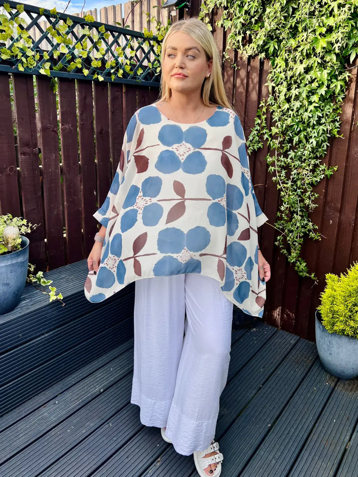 Maeva Floral Chiffon Blouse DENIM