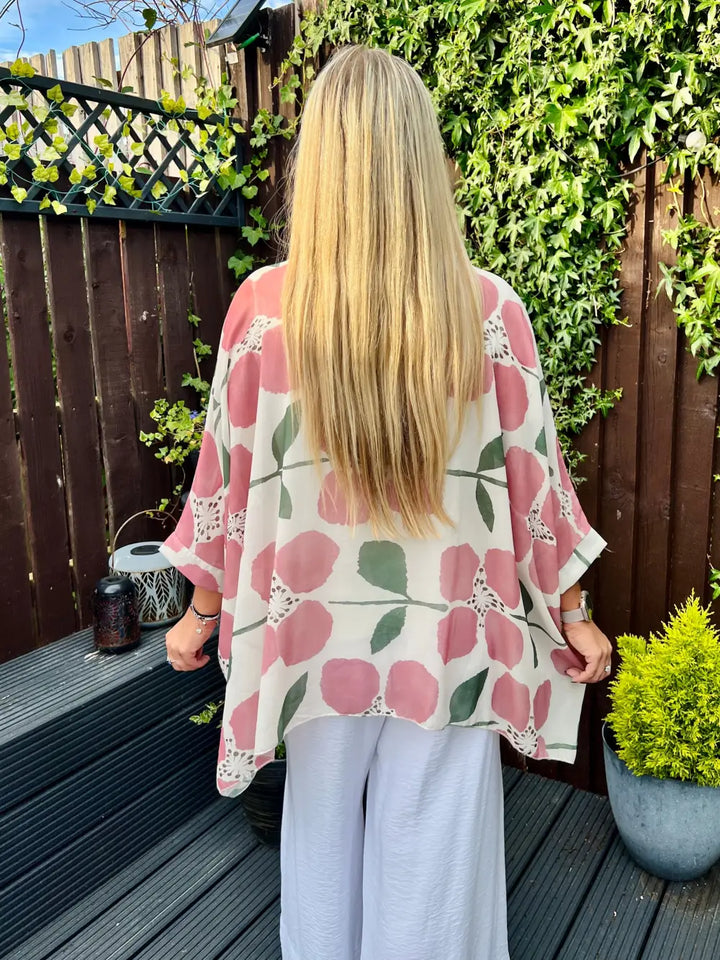Maeva Floral Chiffon Blouse DUSKY PINK