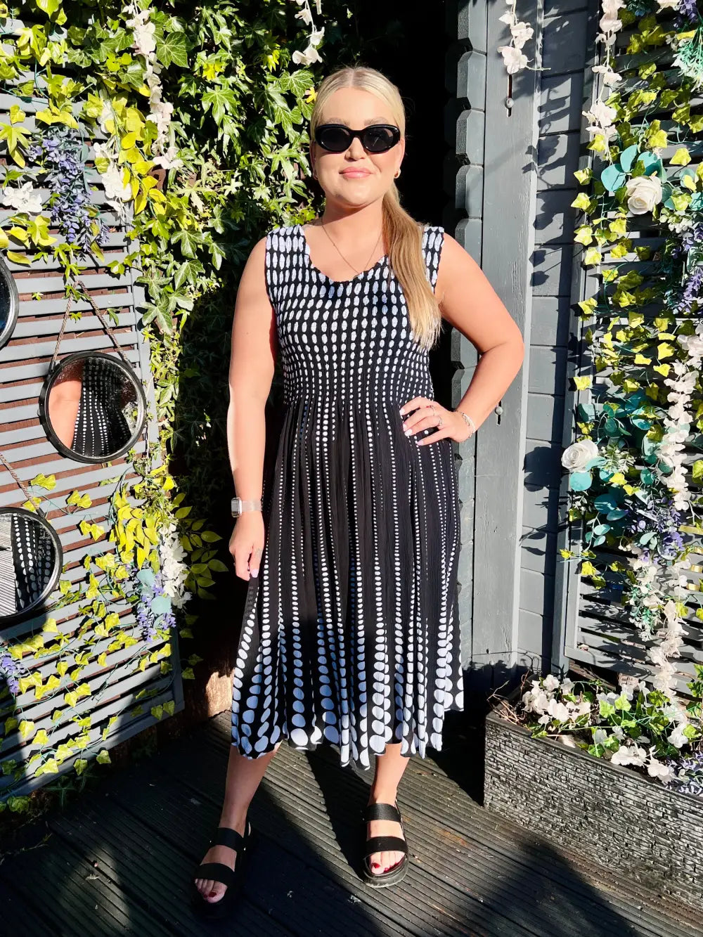 Maria Dotty Midi Dress BLACK