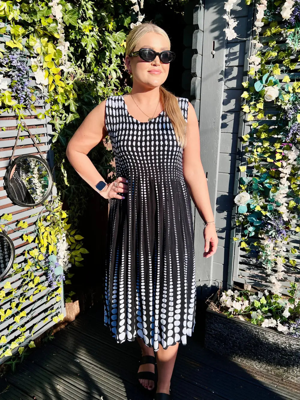 Maria Dotty Midi Dress BLACK