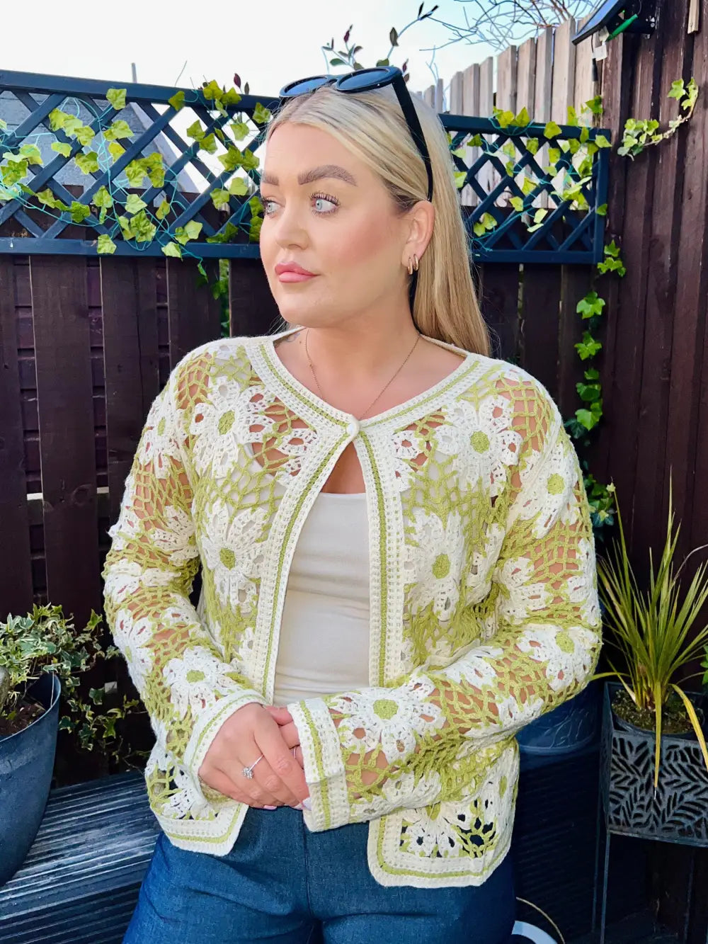 Marissa Flower Crochet Cardigan APPLE