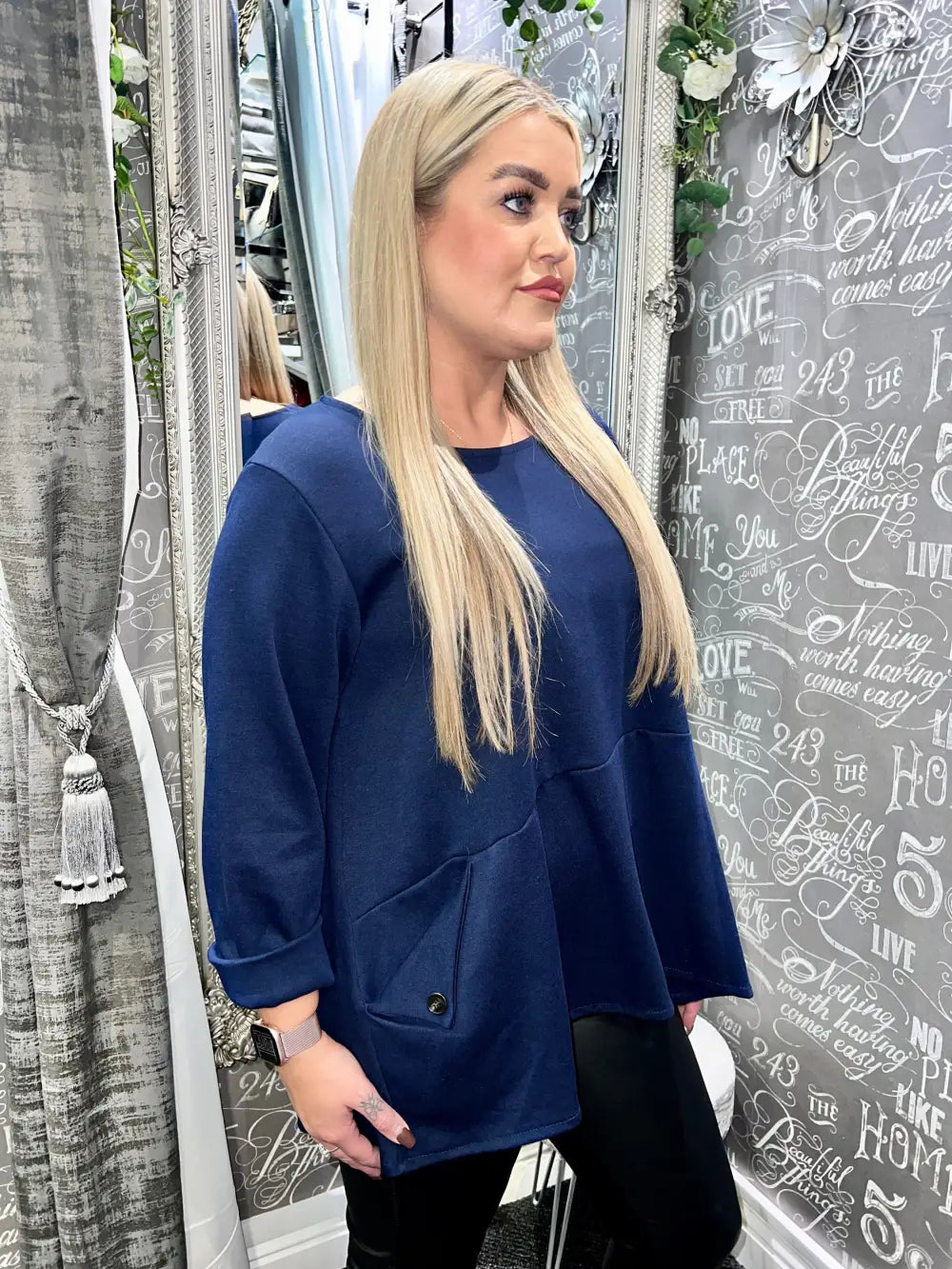 Mayan Made In Italy Top NAVY - Tops