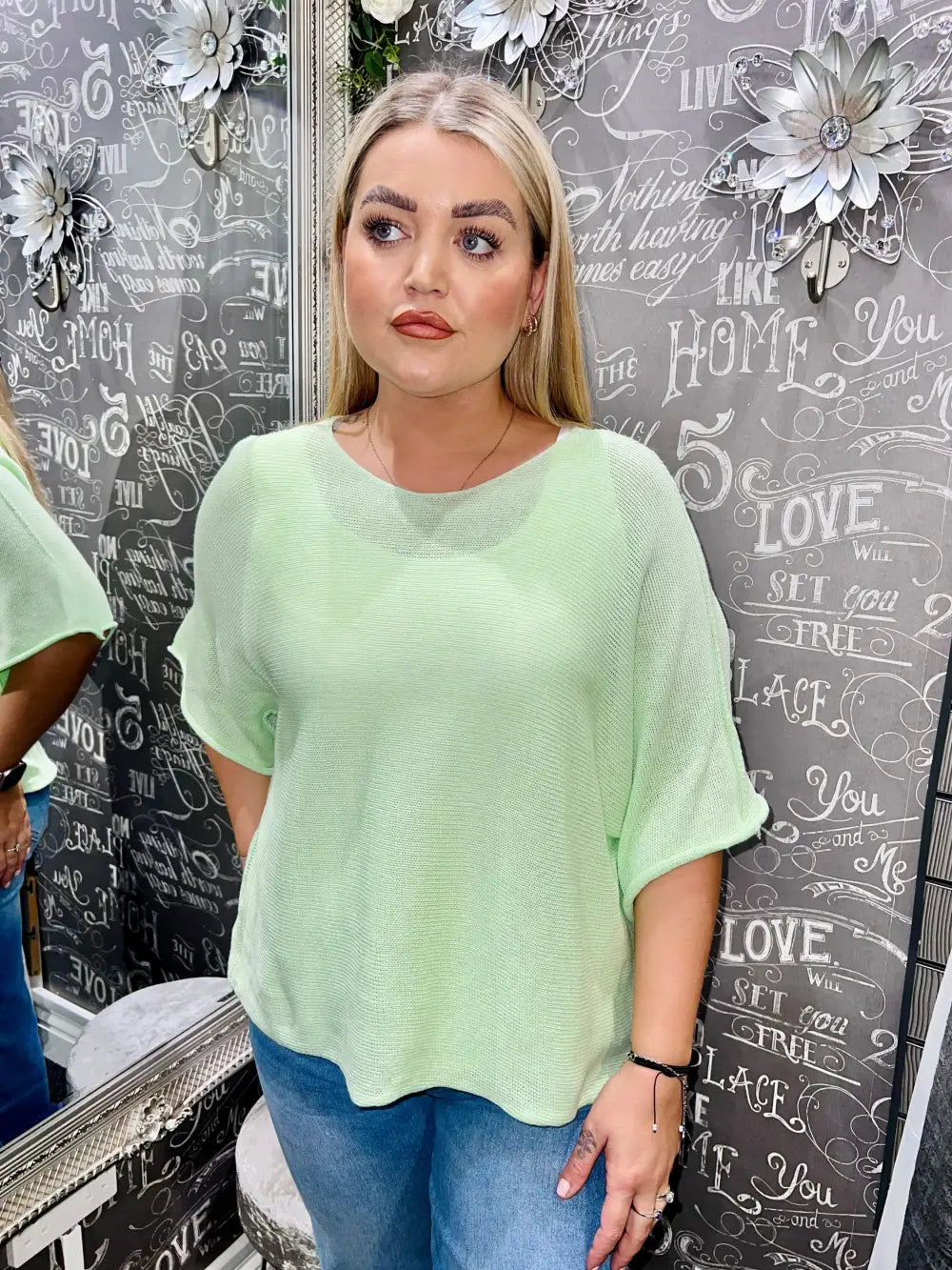 Megan Fine Knit Top LIME