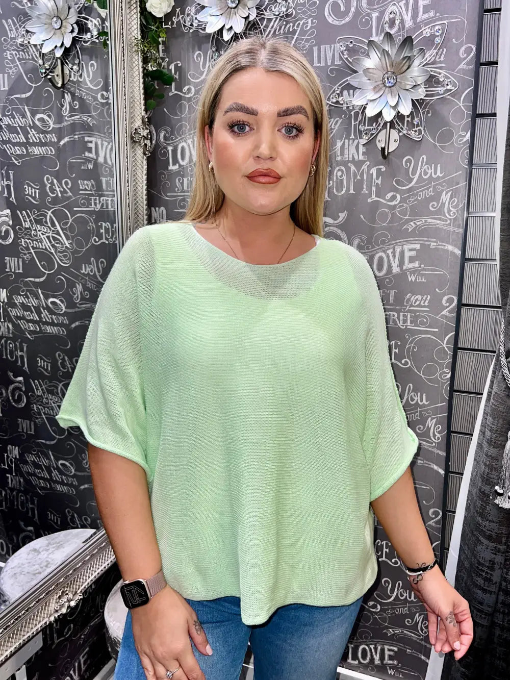 Megan Fine Knit Top LIME