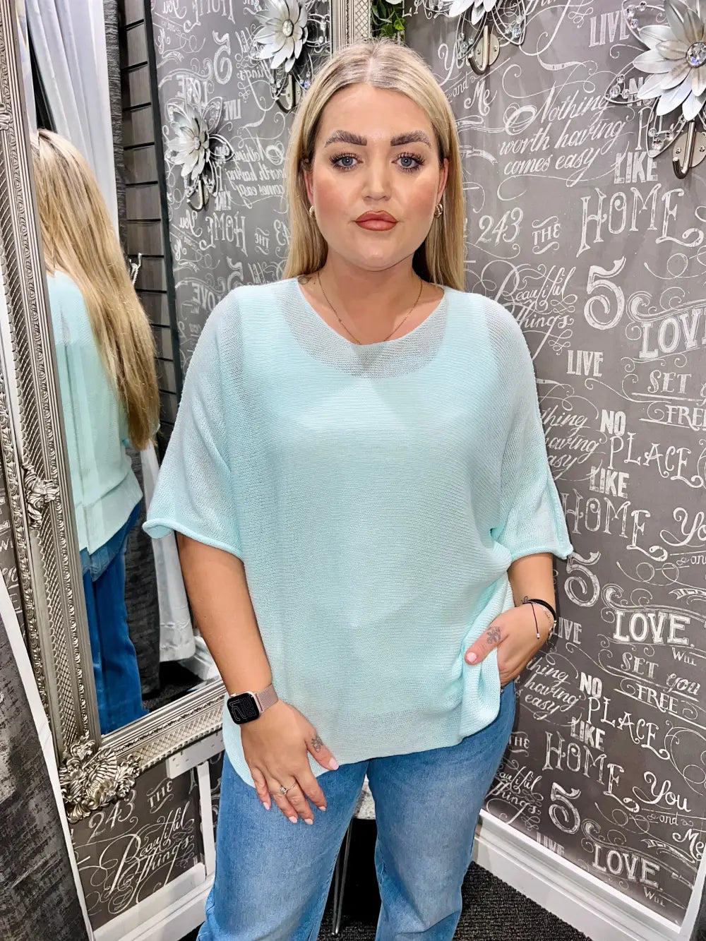 Megan Fine Knit Top MINT