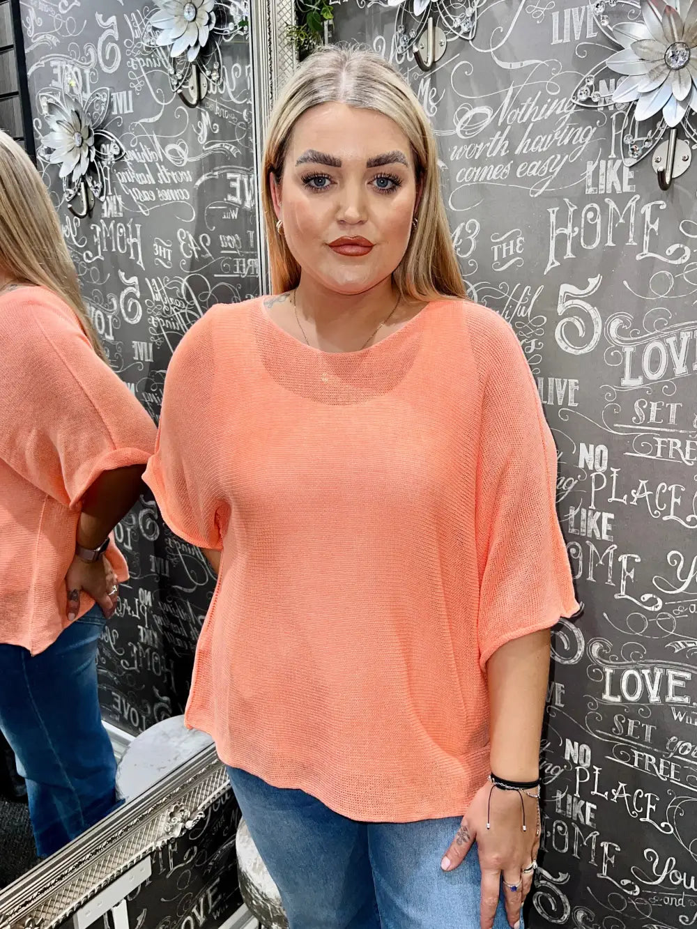 Megan Fine Knit Top PEACH