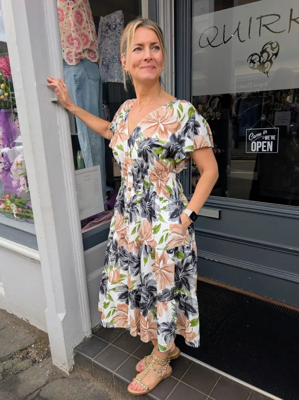 Mia Floral Midi Dress BLACK