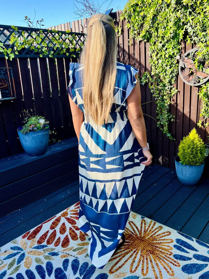 Mika Abstract Maxi Dress BLUE - Dress