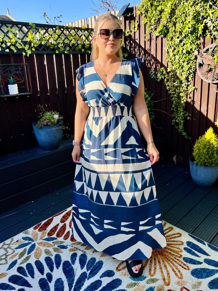 Mika Abstract Maxi Dress BLUE - Dress