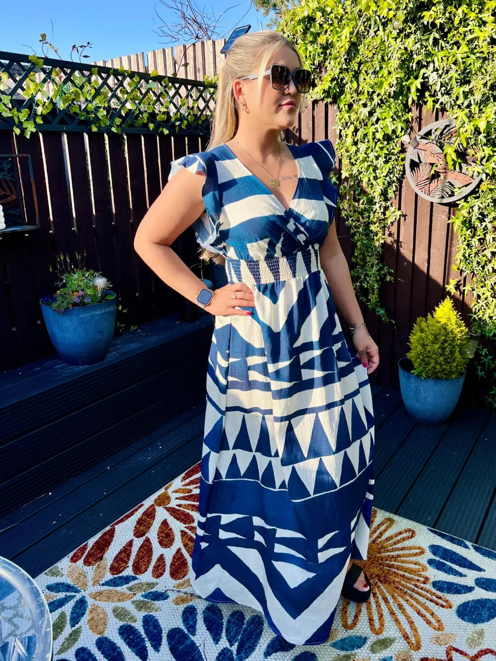 Mika Abstract Maxi Dress BLUE - Dress