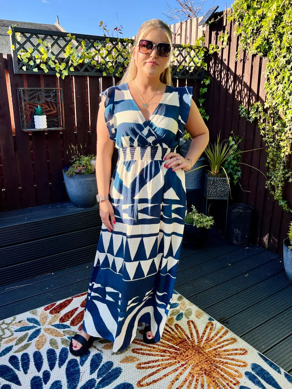 Mika Abstract Maxi Dress BLUE - Dress