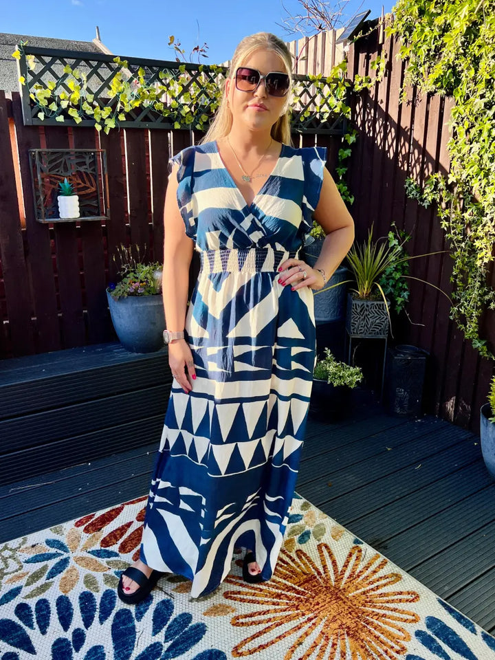 Mika Abstract Maxi Dress BLUE - Dress