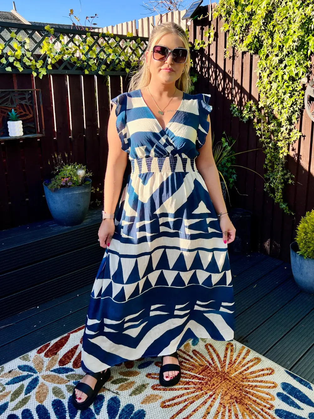 Mika Abstract Maxi Dress BLUE - Dress