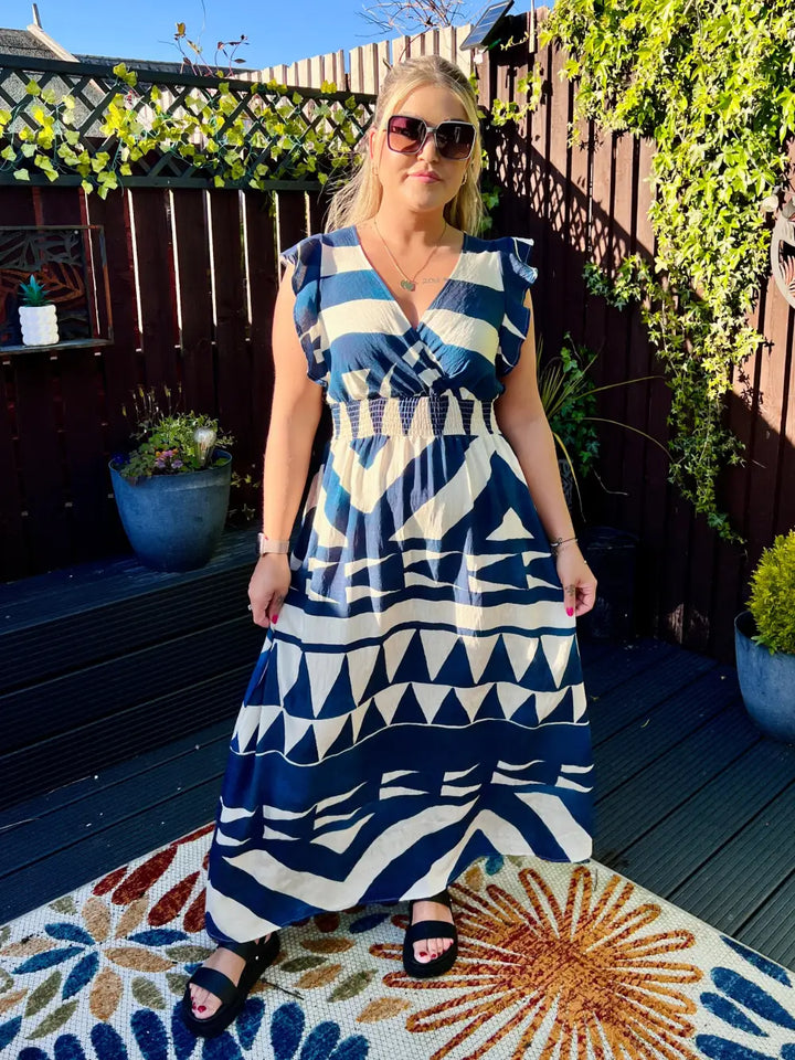 Mika Abstract Maxi Dress BLUE - Dress