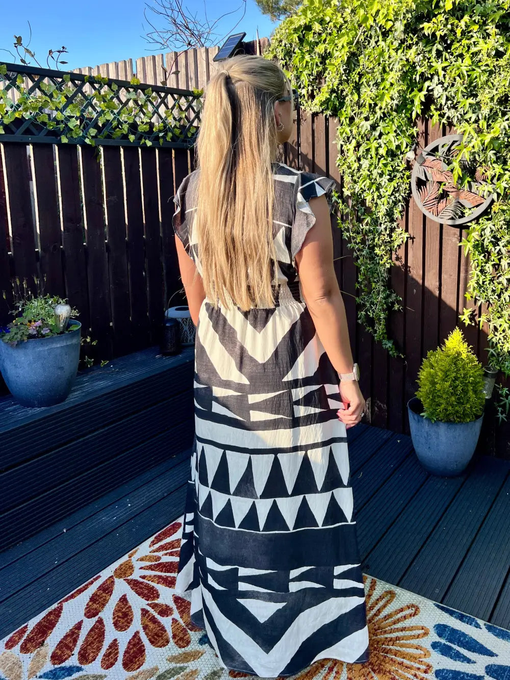 Mika Abstract Maxi Dress CHARCOAL