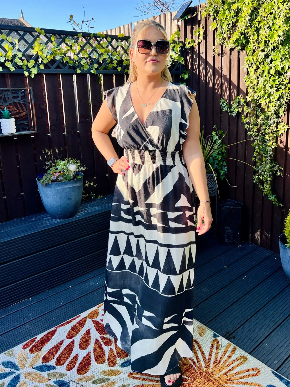 Mika Abstract Maxi Dress CHARCOAL