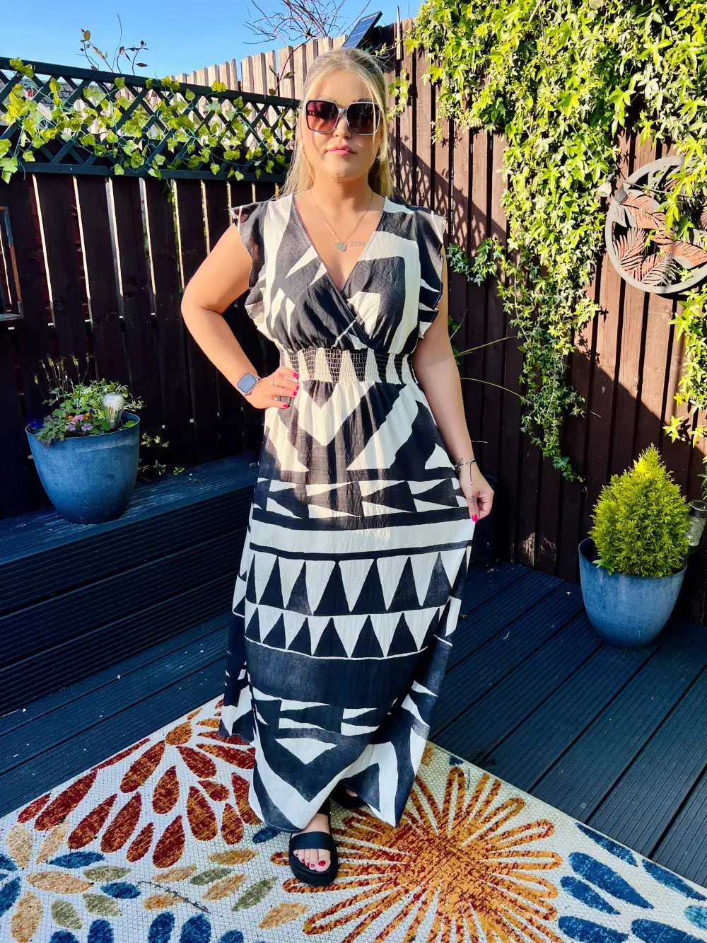 Mika Abstract Maxi Dress CHARCOAL