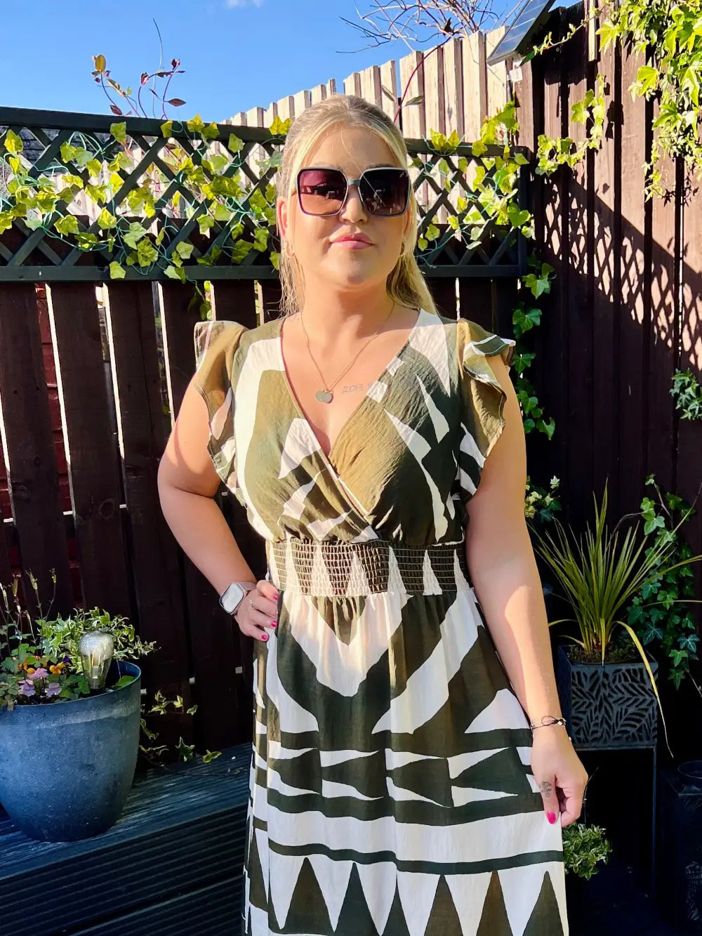Mika Abstract Maxi Dress KHAKI