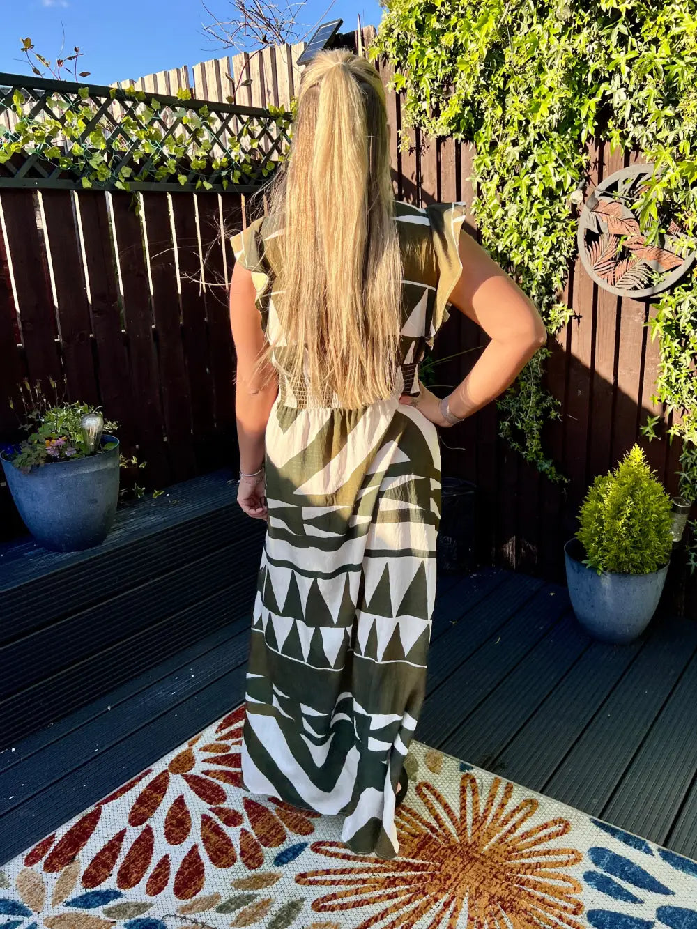 Mika Abstract Maxi Dress KHAKI