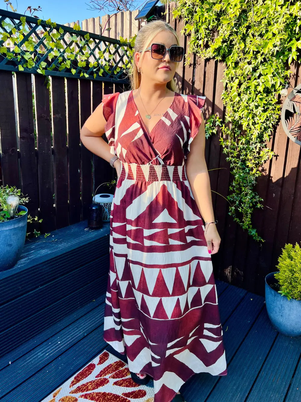 Mika Abstract Maxi Dress WINE