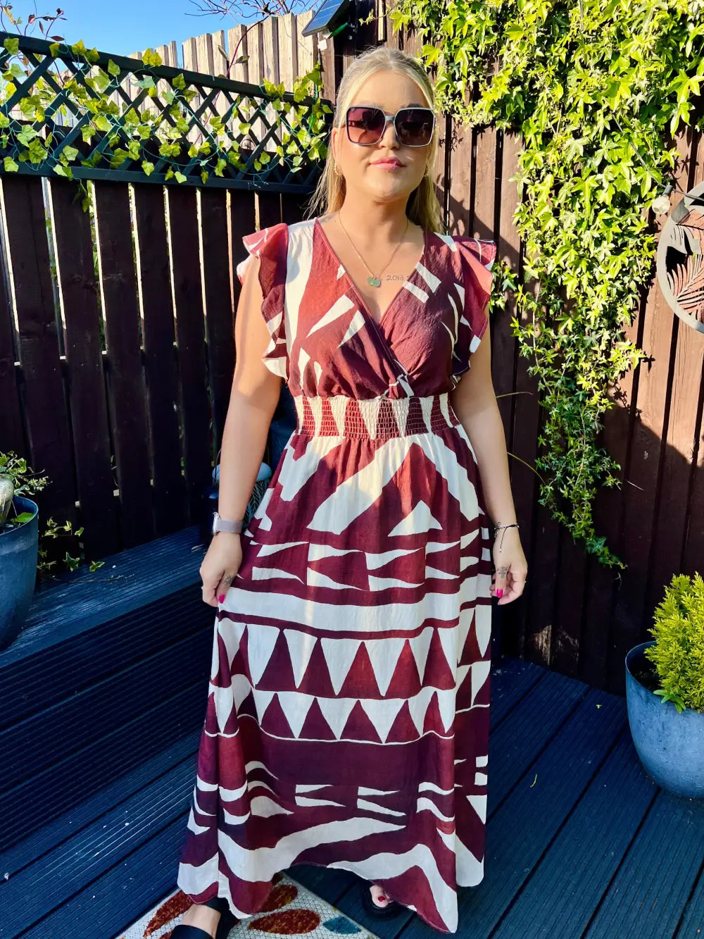 Mika Abstract Maxi Dress WINE