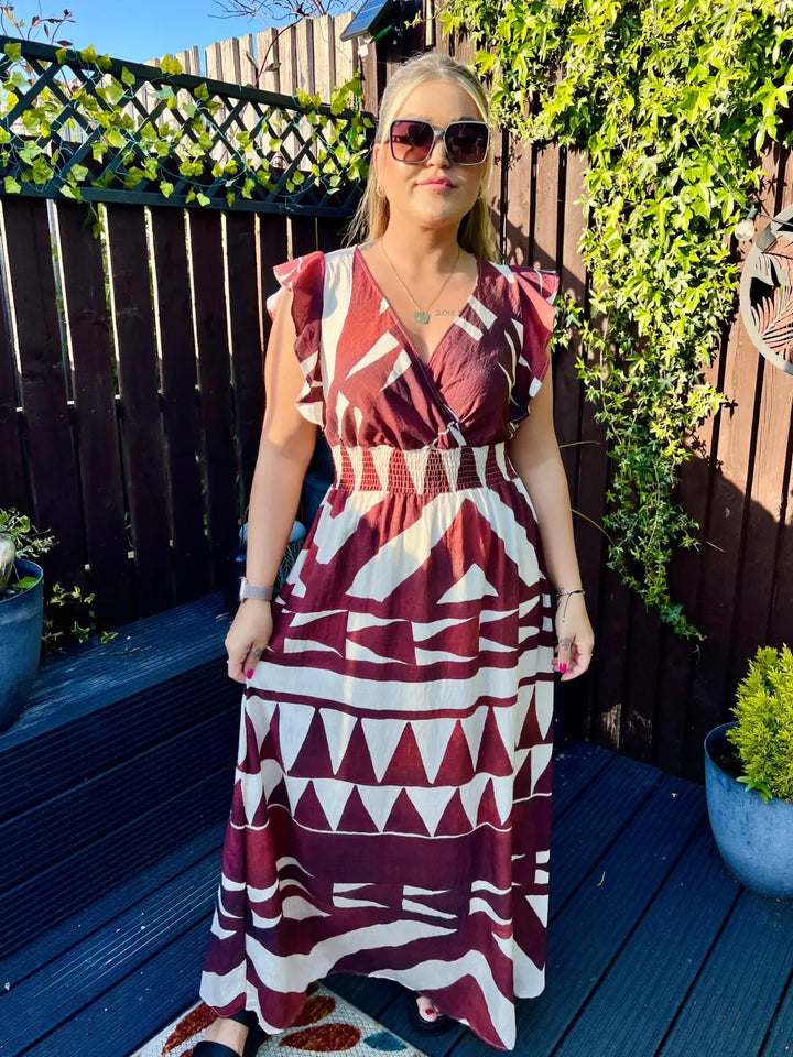 Mika Abstract Maxi Dress WINE