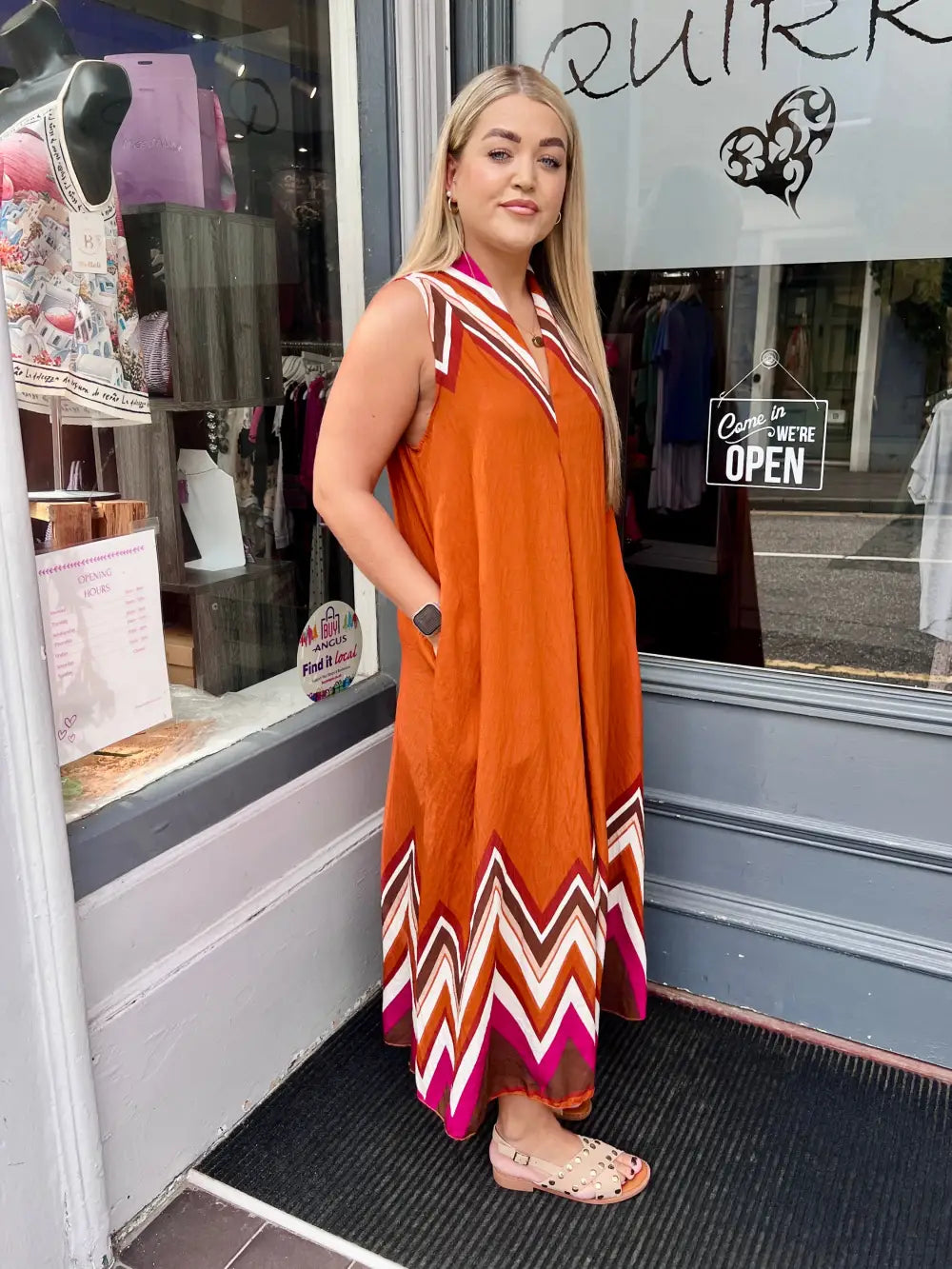 Mila Zig Zag Maxi Dress RUST