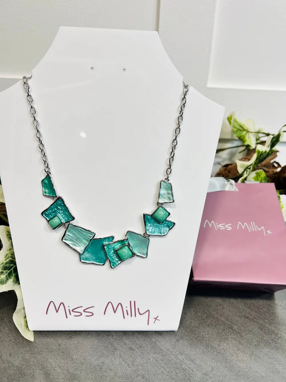 Miss Milly Beach Glass Green Necklace