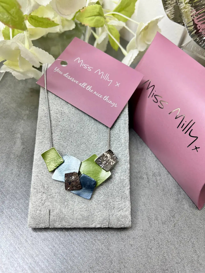 Miss Milly Blue/Green Textured Necklace - Jewellery