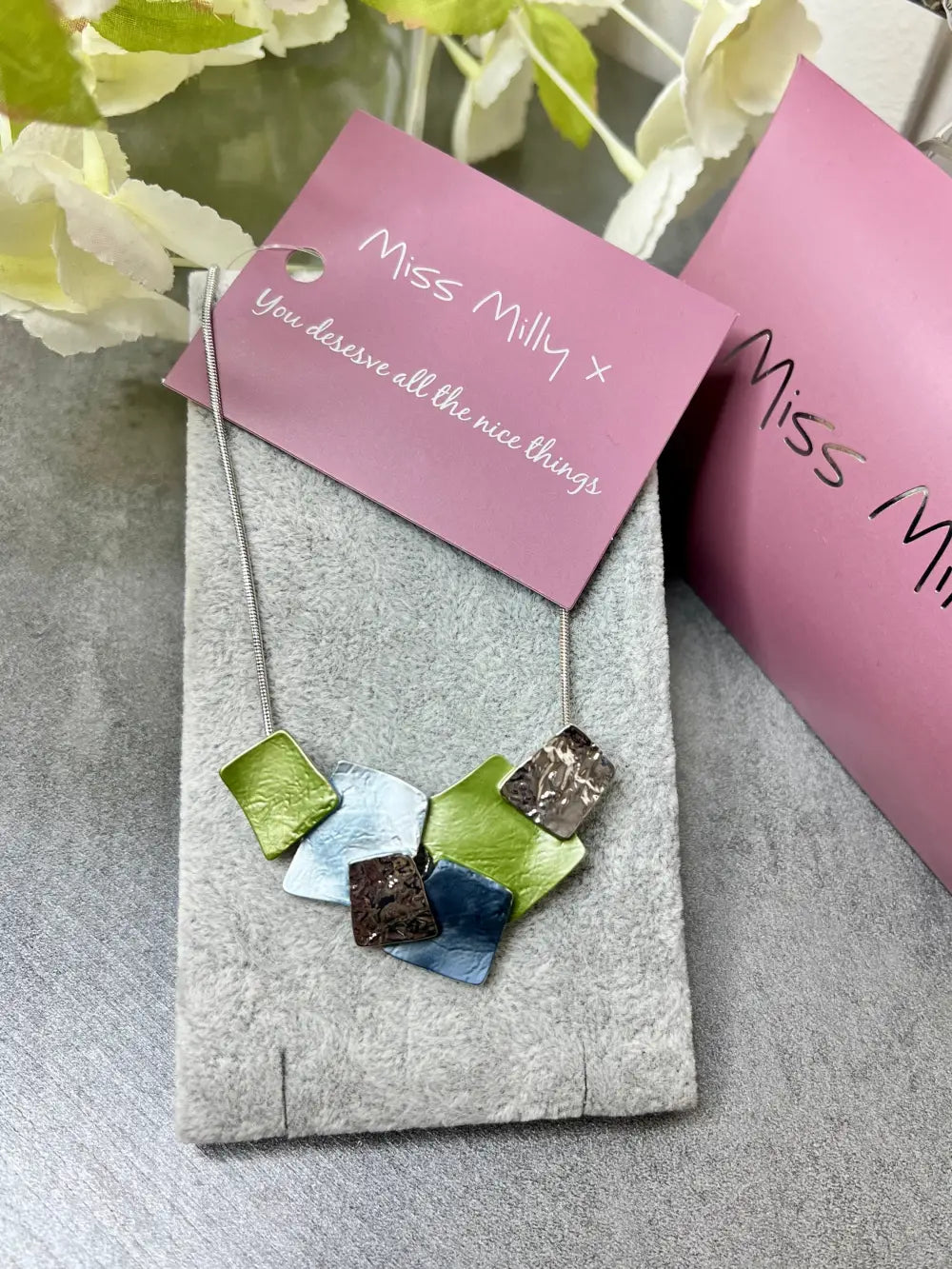 Miss Milly Blue/Green Textured Necklace - Jewellery