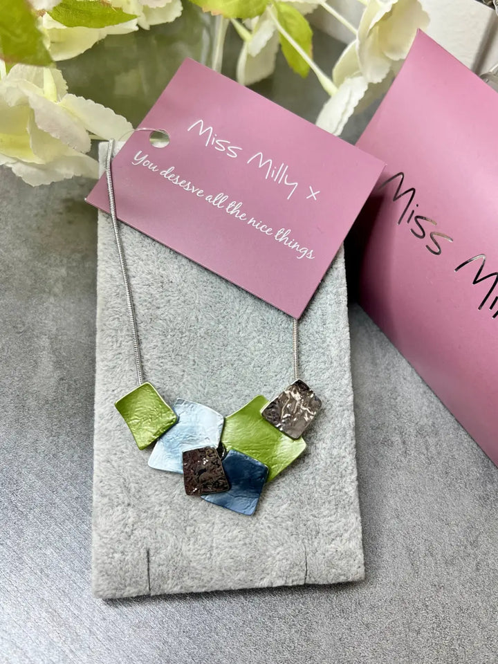 Miss Milly Blue/Green Textured Necklace - Jewellery