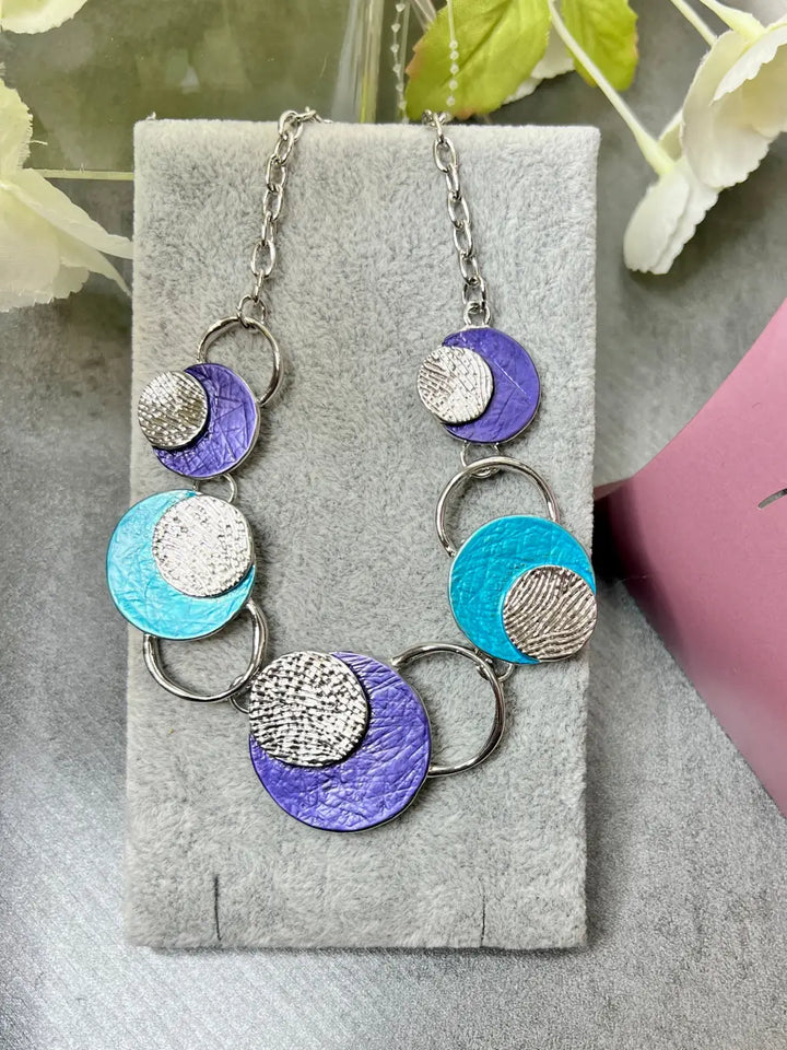 Miss Milly Blue/Lilac Disc Necklace - Jewellery