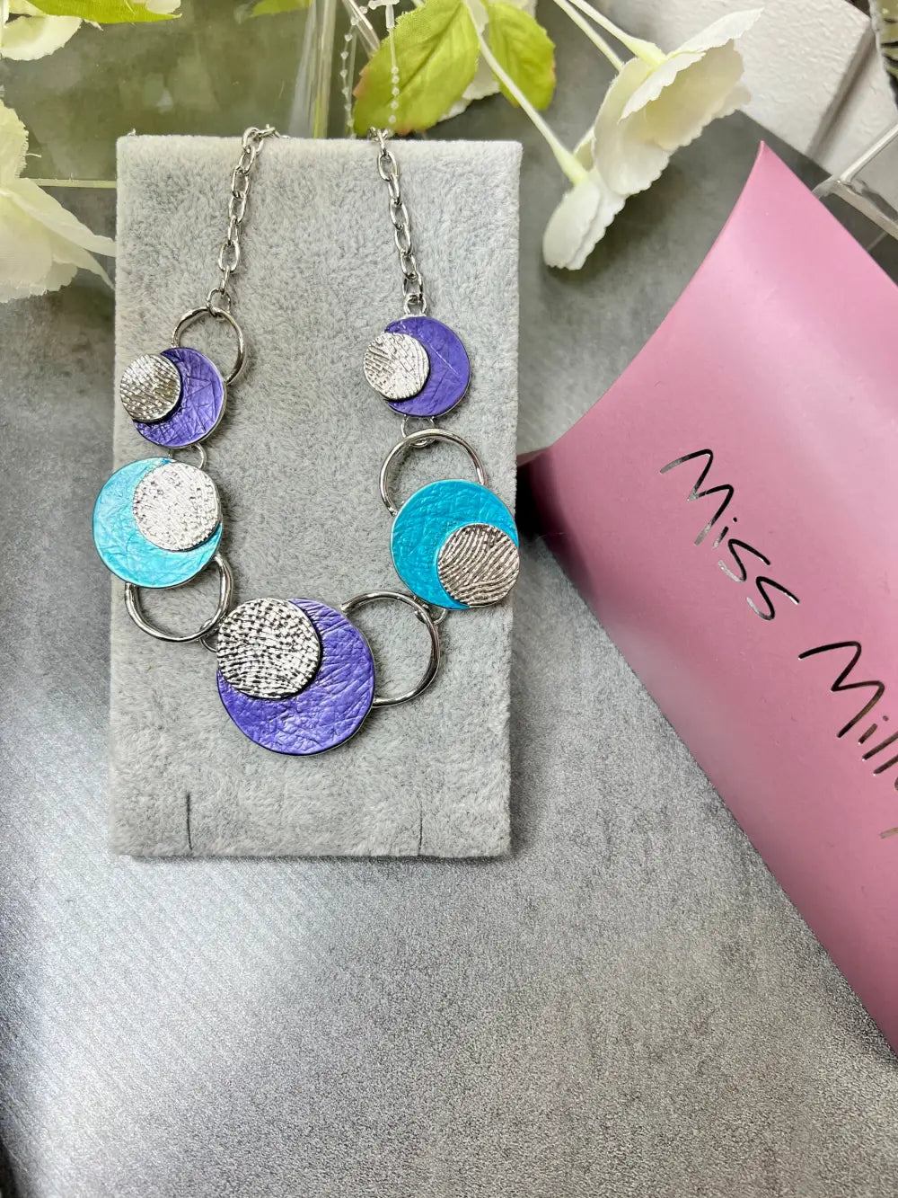 Miss Milly Blue/Lilac Disc Necklace - Jewellery