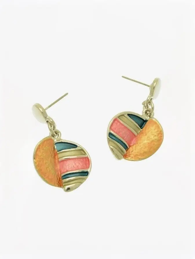 Miss Milly Coral Split Disc Earrings