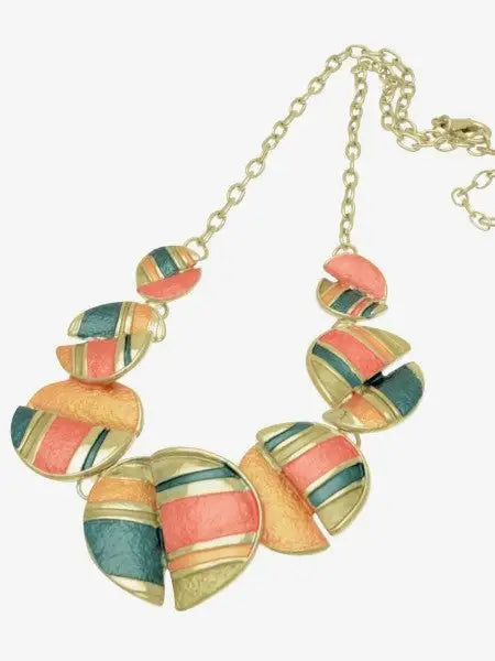 Miss Milly Coral Split Disc Necklace