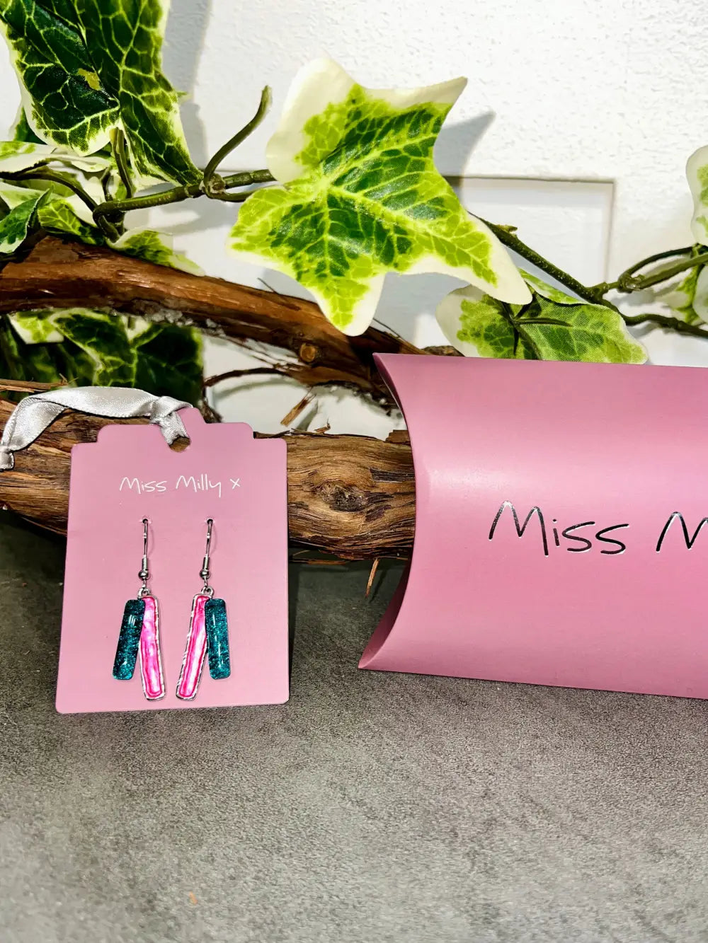 Miss Milly Dangly Earrings GREEN PINK