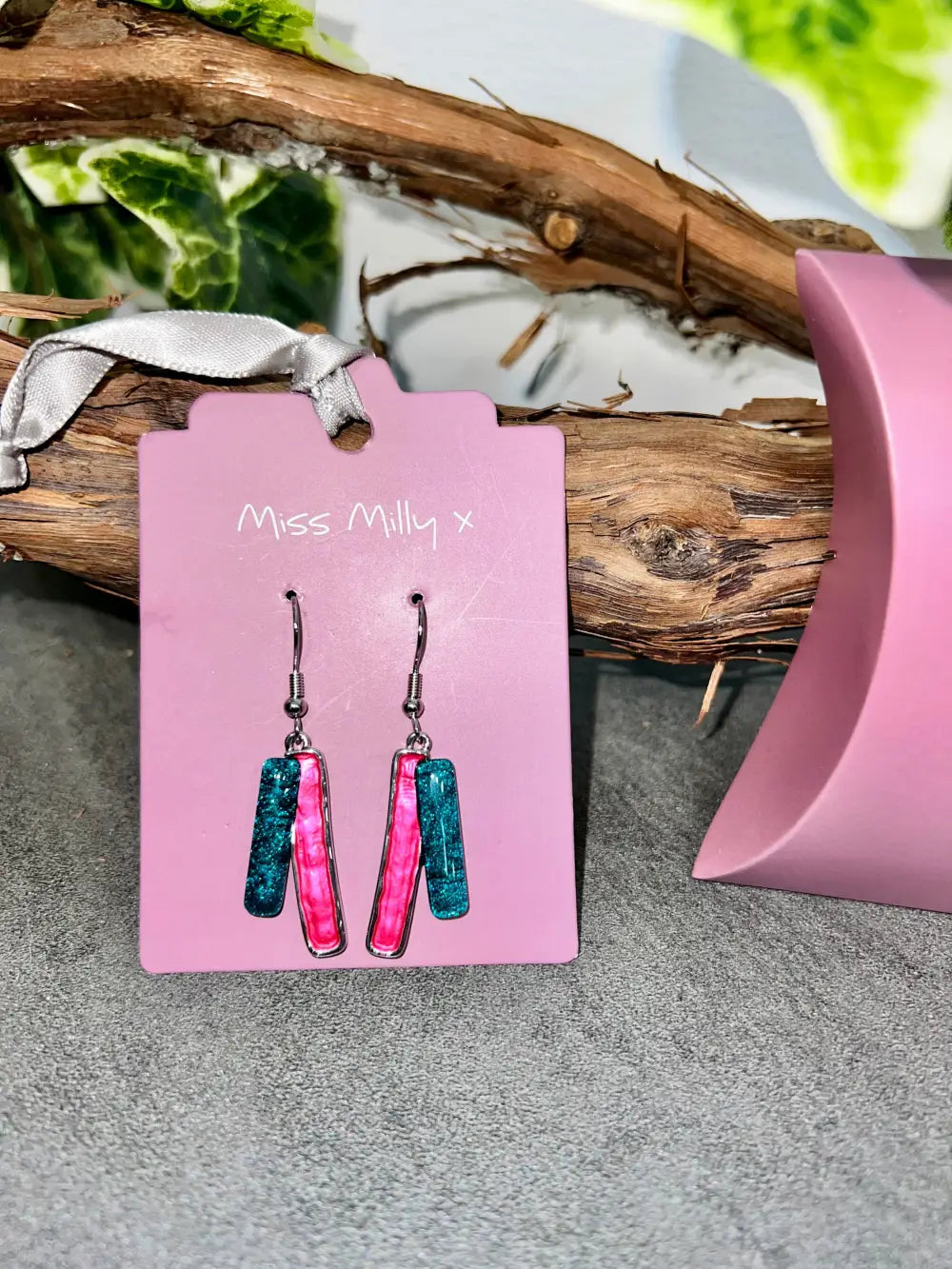 Miss Milly Dangly Earrings GREEN PINK