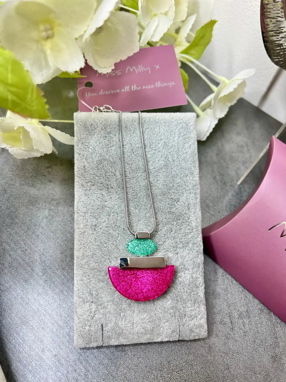 Miss Milly Deco Resin Necklace FUCHSIA - Jewellery