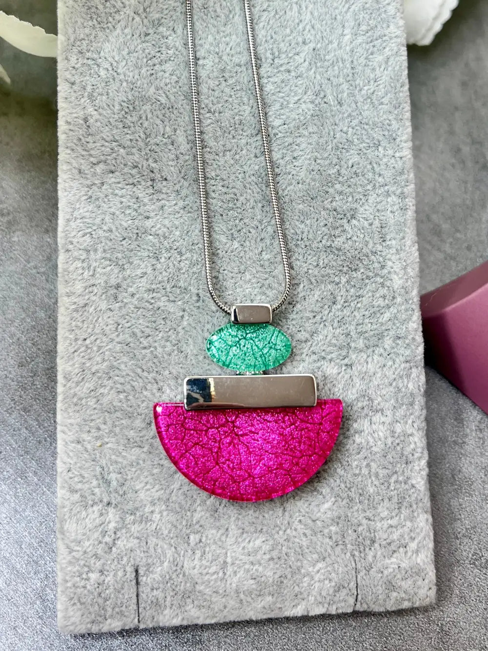 Miss Milly Deco Resin Necklace FUCHSIA - Jewellery