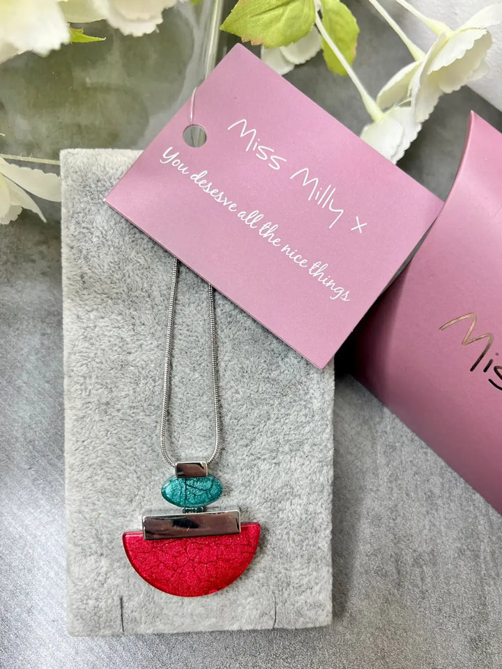 Miss Milly Deco Resin Necklace RED - Jewellery