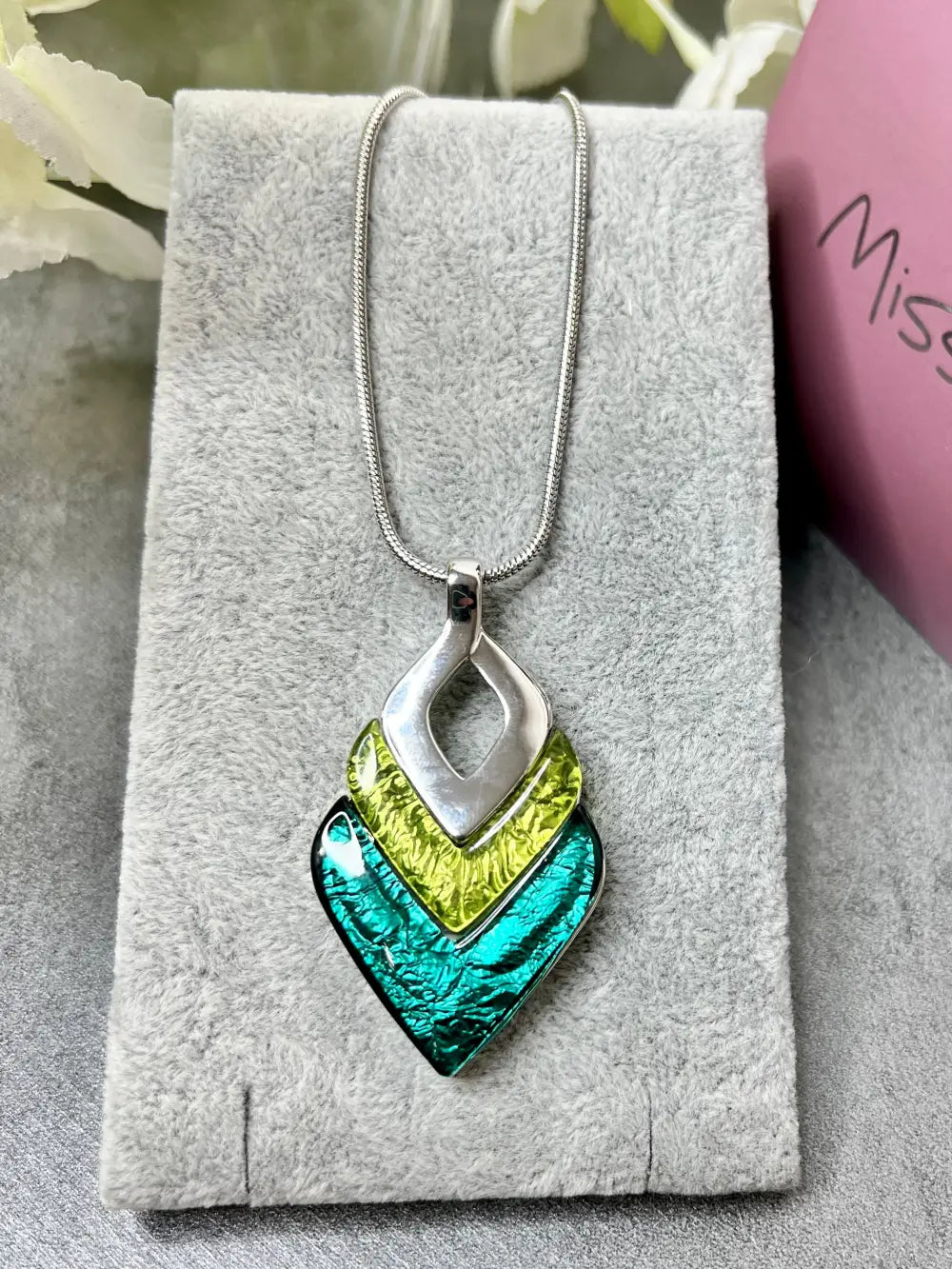 Miss Milly Diamond Resin Necklace GREEN