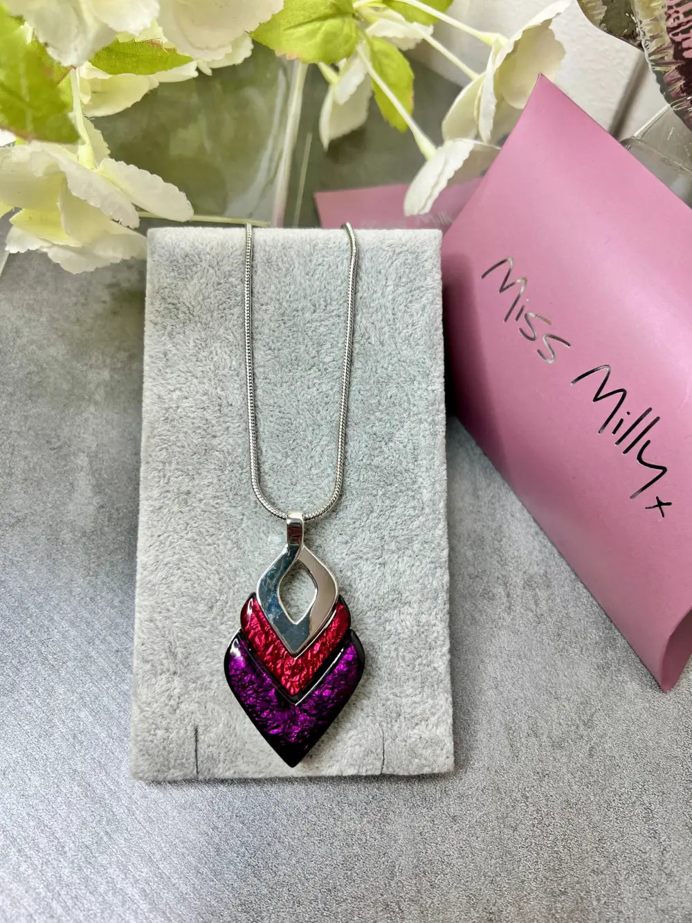 Miss Milly Diamond Resin Necklace PURPLE - Jewellery