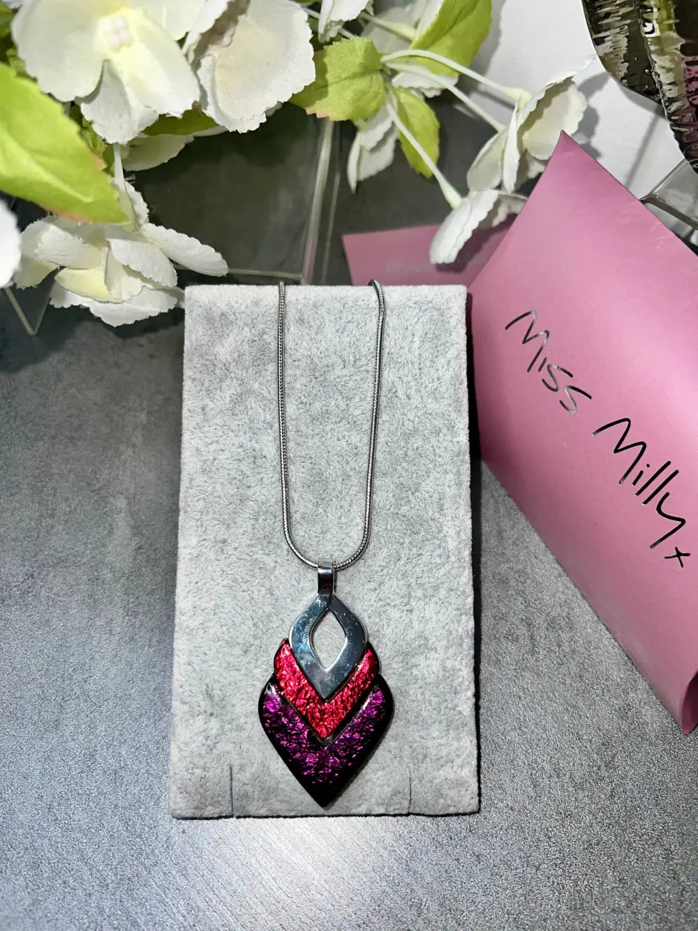 Miss Milly Diamond Resin Necklace PURPLE - Jewellery