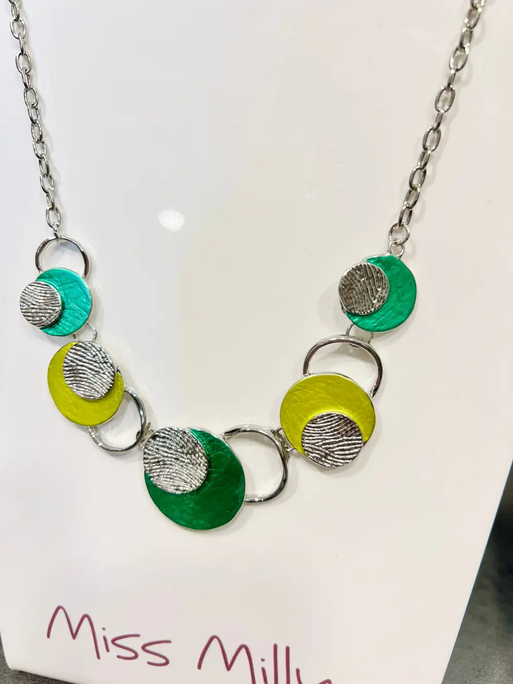 Miss Milly Green/Lime Disc Necklace