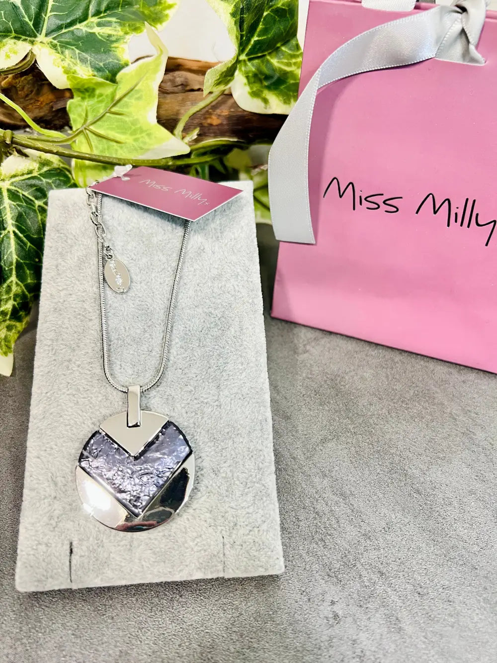 Miss Milly Grey Chevron Necklace