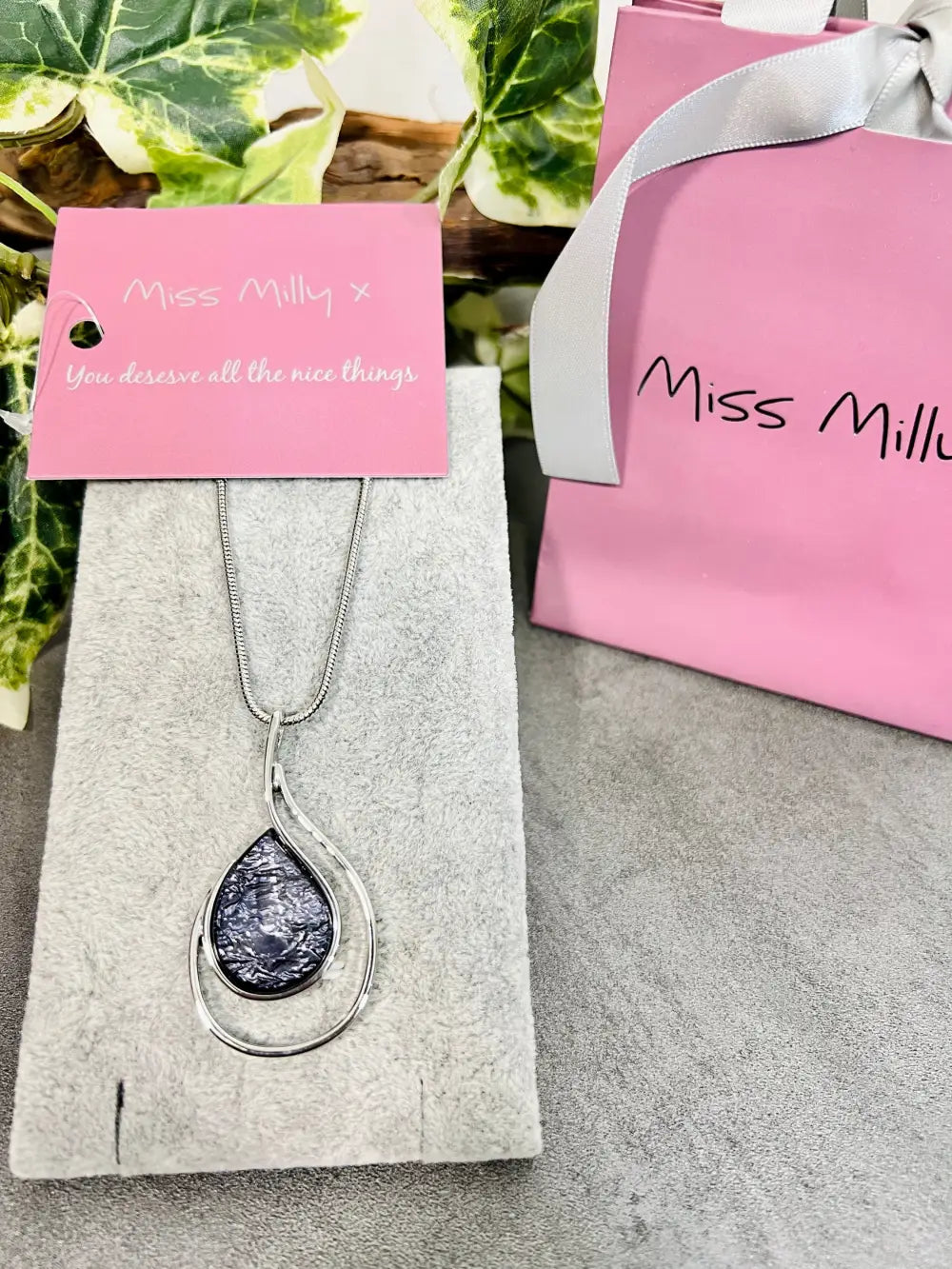 Miss Milly Grey Foil Necklace