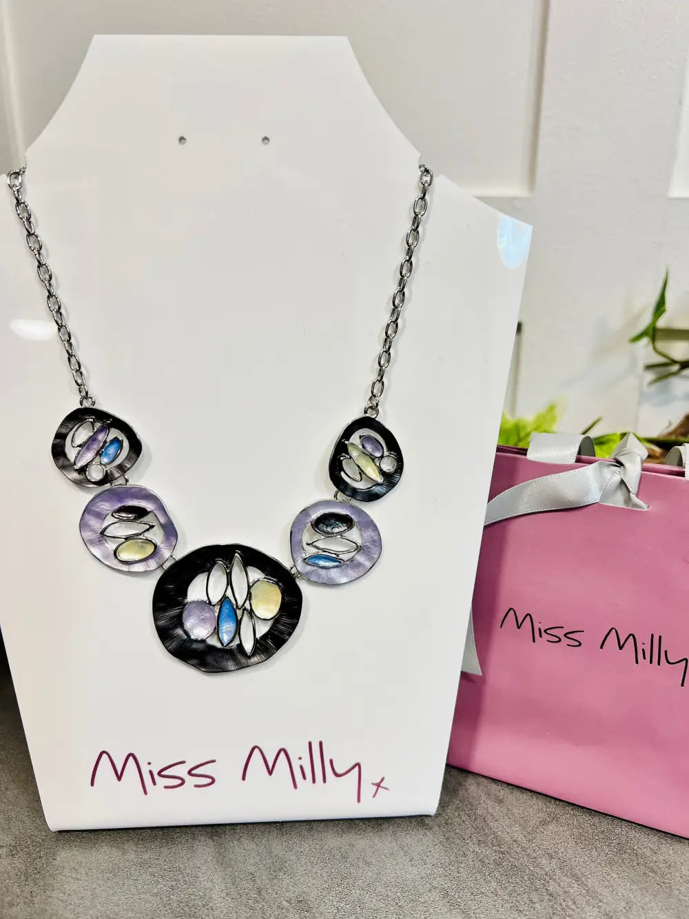 Miss Milly Lilac Abstract Necklace