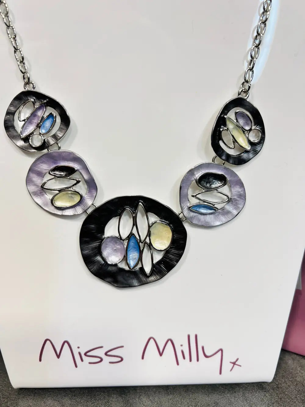Miss Milly Lilac Abstract Necklace