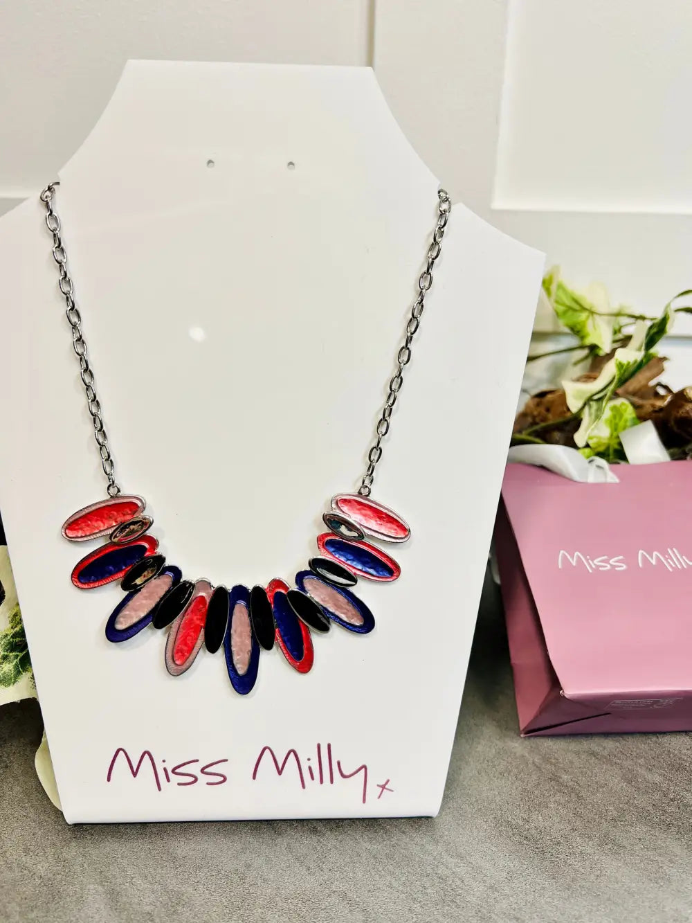 Miss Milly Pink/Lilac Ovals Necklace