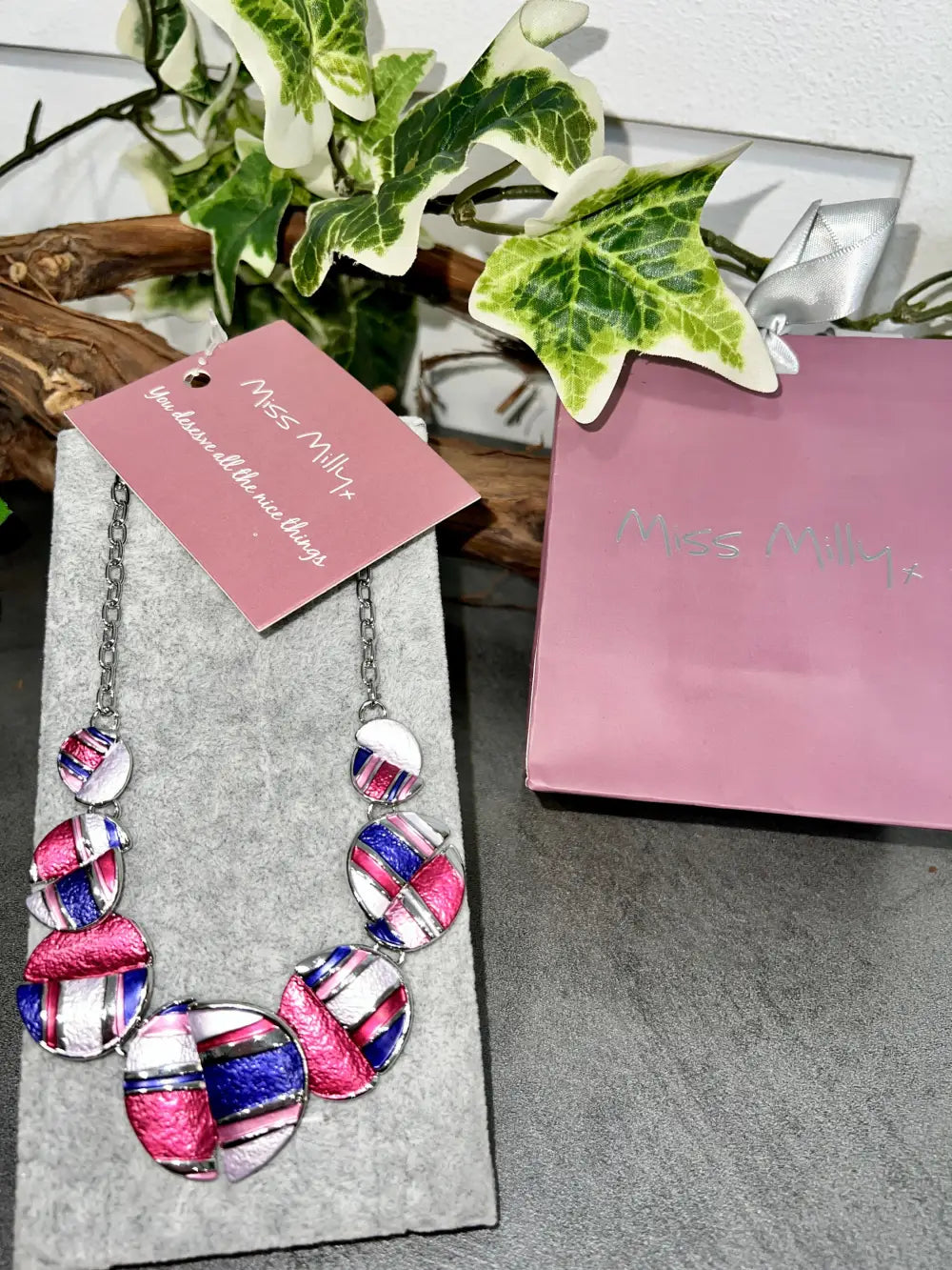 Miss Milly Split Disc Necklace PURPLE